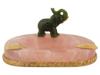 RUSSIAN SILVER PINK QUARTZ ASHTRAY W JADE ELEPHANT PIC-1