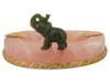 RUSSIAN SILVER PINK QUARTZ ASHTRAY W JADE ELEPHANT PIC-2