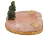 RUSSIAN SILVER PINK QUARTZ ASHTRAY W JADE ELEPHANT PIC-4