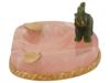 RUSSIAN SILVER PINK QUARTZ ASHTRAY W JADE ELEPHANT PIC-3