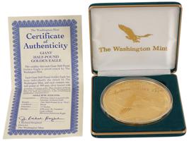 AMERICAN GIANT GOLDEN EAGLE COIN WASHINGTON MINT COA