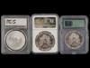 THREE VINTAGE AMERICAN SILVER EAGLE COINS GRADED PIC-2