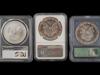 THREE VINTAGE AMERICAN SILVER EAGLE COINS GRADED PIC-1