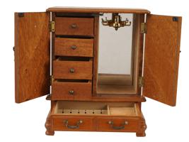 VINTAGE TAIWANESE WOODEN MUSIX BOX JEWELRY CABINET