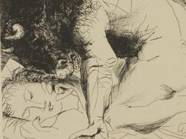 ETCHING MINOTAUR SLEEPING GIRL BY PABLO PICASSO