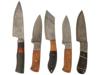 COLLECTION OF FIVE VINTAGE DAMASCUS STEEL KITCHEN KNIFE PIC-0