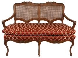 FRENCH LOUIS XV PROVINCIAL STYLE CANE BACK SETTEE