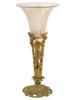 ANTIQUE FRENCH ART NOUVEAU BRASS AND GLASS TRUMPET VASE PIC-0