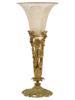 ANTIQUE FRENCH ART NOUVEAU BRASS AND GLASS TRUMPET VASE PIC-3