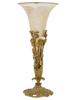 ANTIQUE FRENCH ART NOUVEAU BRASS AND GLASS TRUMPET VASE PIC-1