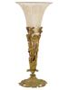 ANTIQUE FRENCH ART NOUVEAU BRASS AND GLASS TRUMPET VASE PIC-2