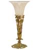 ANTIQUE FRENCH ART NOUVEAU BRASS AND GLASS TRUMPET VASE PIC-4