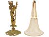 ANTIQUE FRENCH ART NOUVEAU BRASS AND GLASS TRUMPET VASE PIC-5