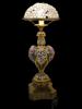 CAPODIMONTE STYLE PAINTED PORCELAIN BRASS TABLE LAMP PIC-1