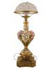 CAPODIMONTE STYLE PAINTED PORCELAIN BRASS TABLE LAMP PIC-2