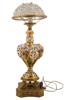 CAPODIMONTE STYLE PAINTED PORCELAIN BRASS TABLE LAMP PIC-3