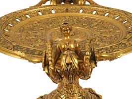 ANTIQUE FRENCH RENAISSANCE REVIVAL GILT BRONZE TAZZA