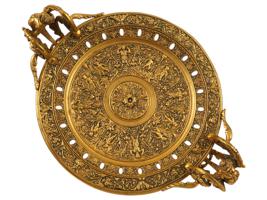 ANTIQUE FRENCH RENAISSANCE REVIVAL GILT BRONZE TAZZA