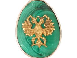 RUSSIAN SILVER AND CARVED MALACHITE EASTER EGG PENDANT