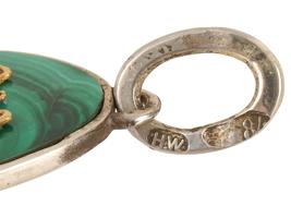 RUSSIAN SILVER AND CARVED MALACHITE EASTER EGG PENDANT