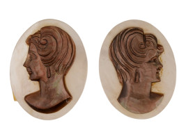 COLLECTION OF TEN HAND CARVED MOTHER OF PEARL CAMEOS