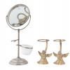 BRASS CANDLE HOLDERS AND APOLLO SHAVING MIRROR PIC-0