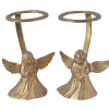 BRASS CANDLE HOLDERS AND APOLLO SHAVING MIRROR PIC-2