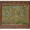 RUSSIAN OIL PAINTING ON PAPER BY BOGOMAZOV FOREST PIC-0