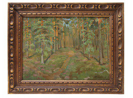 RUSSIAN OIL PAINTING ON PAPER BY BOGOMAZOV FOREST