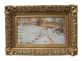 RUSSIAN OIL PAINTING ON BOARD BY TOURJANSKI SNOW