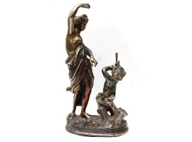 ANTIQUE EUROPEAN BRONZE STATUETTE BACCHANTE C 1900