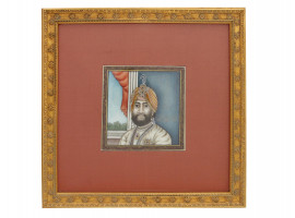 AN ANTIQUE INDIAN MINIATURE PORTRAIT OF MAHARAJA