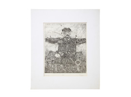 RUSSIAN ETCHING SCARECROW BY ALEXANDER KALUGIN