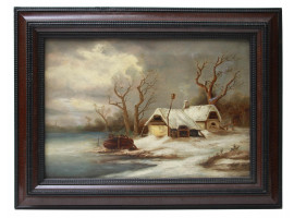 AMERICAN OIL PAINTING VIEW BY WILLIAM MASON BROWN