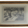 A PENCIL DRAWING PAINTING OF SPECTATORS, C. 1940 PIC-0