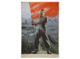 WWII PAINTING MAQUETTE FOR POSTER BY V KLIMASHIN