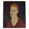 VINTAGE OIL PAINTING BOARD RED HAIR WOMAN PIC-0