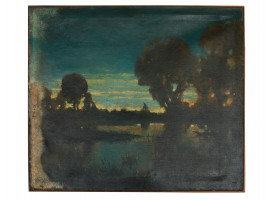 AN ANTIQUE OIL PAINTING ATTR TO GEORGE INNESS