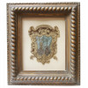 ANTIQUE FAMILY COAT OF ARMS EMBROIDERY ON FABRIC PIC-0