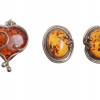 A JEWELRY SET AMBER SILVER EARRINGS AND PENDANT PIC-0