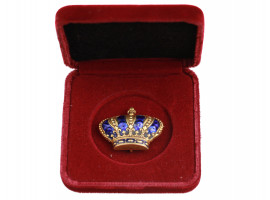 A RUSSIAN JEWELRY CROWN BROOCH GOLD WITH ENAMEL