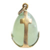 A RUSSIAN GILT SILVER AND JADE EGG PENDANT PIC-3