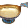 A RUSSIAN GILT SILVER AND CLOISONNE ENAMEL KOVSH PIC-5