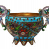 A RUSSIAN SILVER AND ENAMEL PLAQUE A JOUR BOWL PIC-1