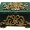 A RUSSIAN GILT SILVER AND MALACHITE JEWELRY BOX PIC-0