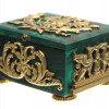 A RUSSIAN GILT SILVER AND MALACHITE JEWELRY BOX PIC-1