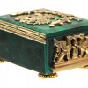 A RUSSIAN GILT SILVER AND MALACHITE JEWELRY BOX PIC-2