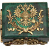 A RUSSIAN GILT SILVER AND MALACHITE JEWELRY BOX PIC-3