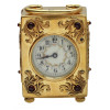 AN ANTIQUE BRITISH GILT SILVER CARRIAGE CLOCK PIC-0