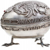 LARGE RUSSIAN SILVER EGG WITH CHICKEN LEGS STAND PIC-0